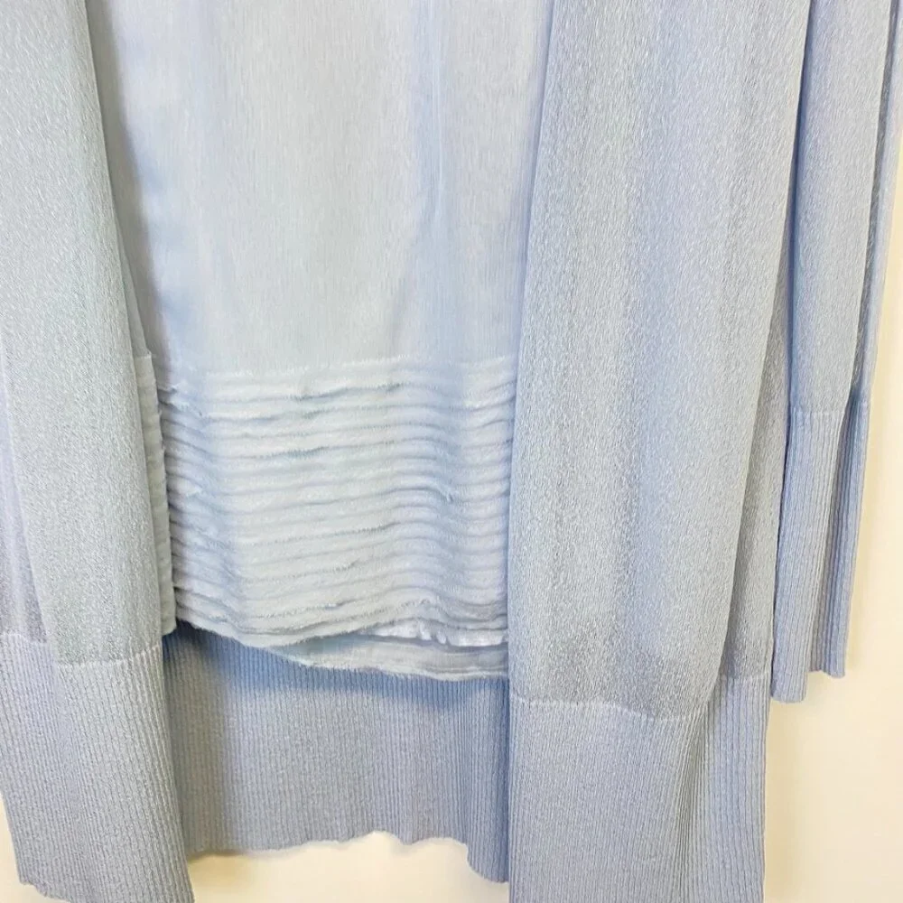 Eileen Fisher Blue Two Piece Set Silk Tank and Cardigan